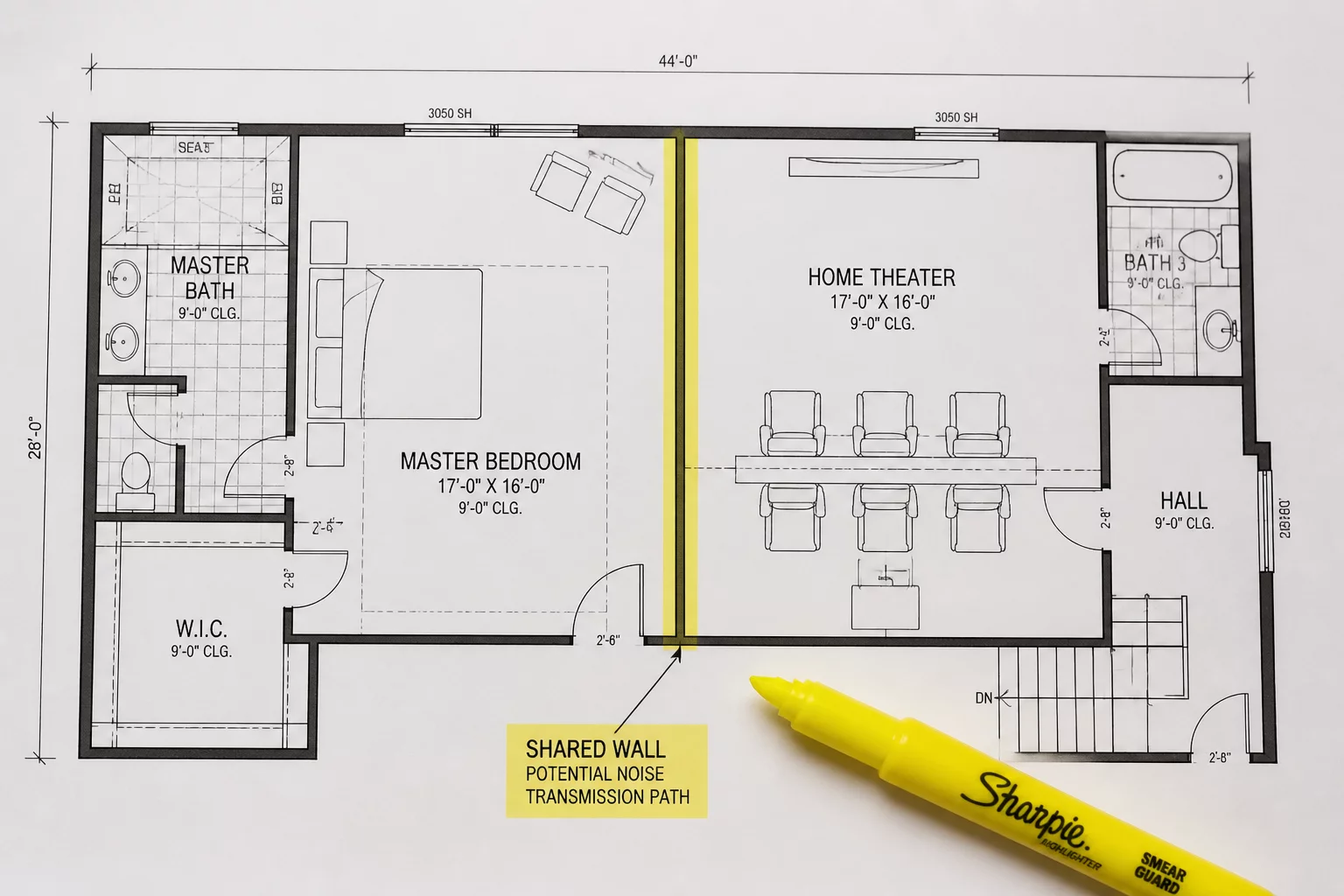 Master bedroom noise buffer plan