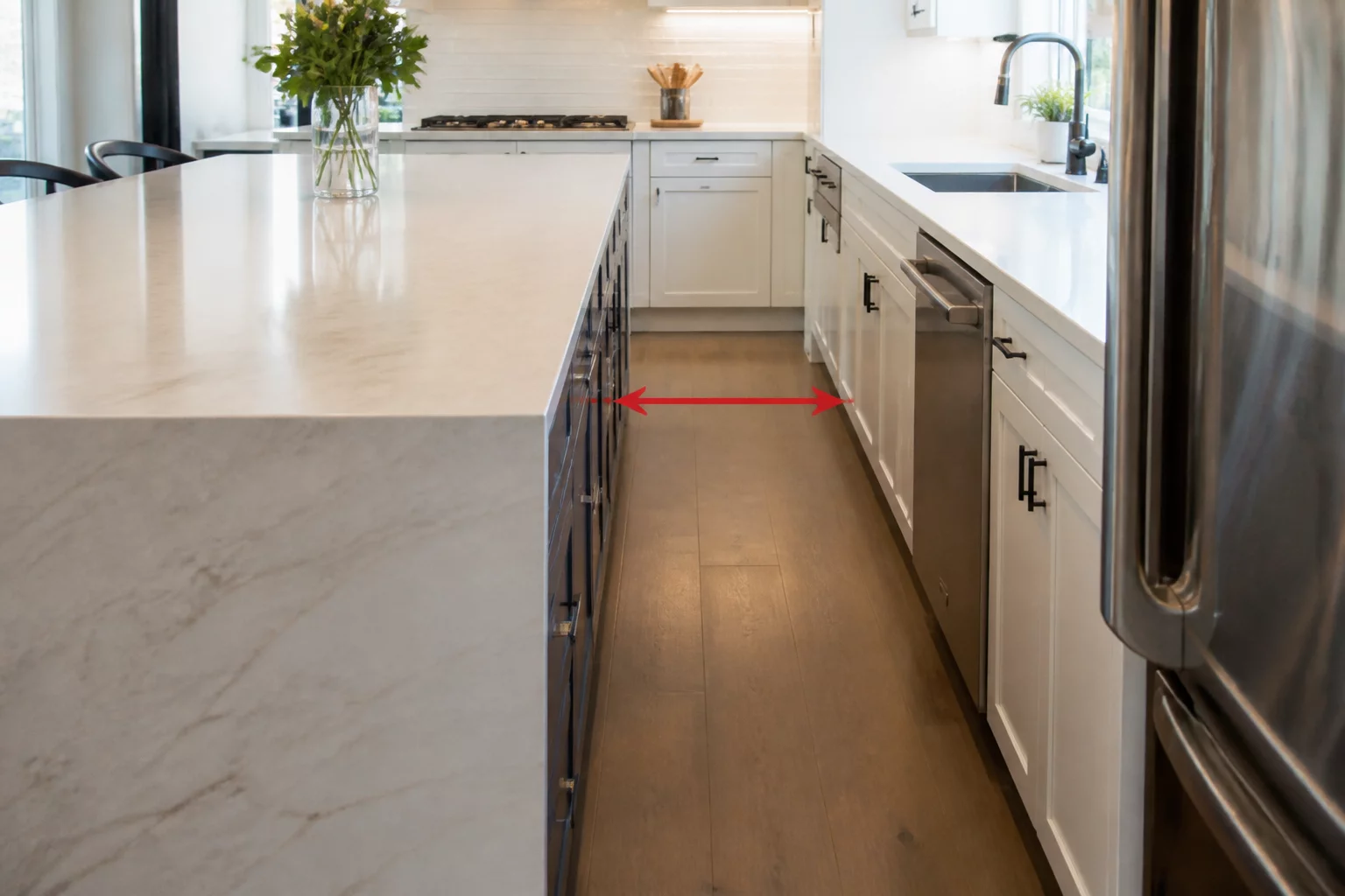Kitchen floor plan circulation paths